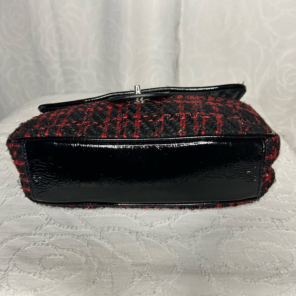 PARADOX LEATHER red and black Chic Tweed/Leather Shoulder Bag with chain strap - Picture 6 of 13